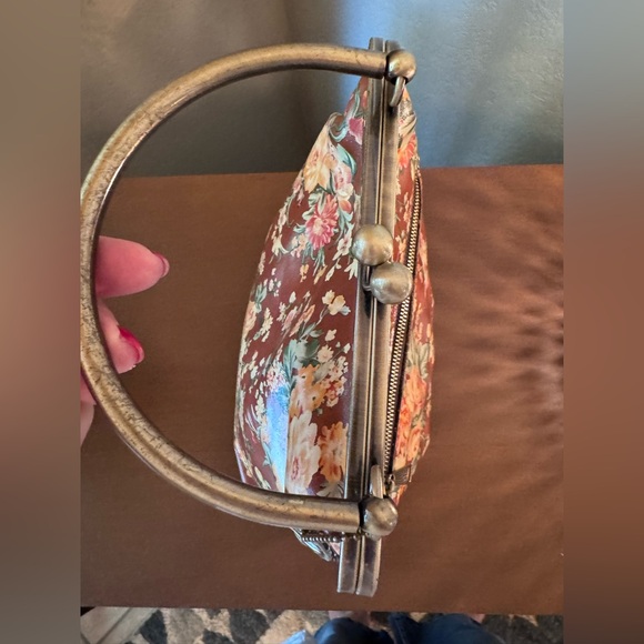 Patricia Nash Vintage Looking Floral Leather Bag With Kiss Lock- EUC - Picture 7 of 14